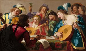 Musiker der späten Renaissance/frühen Barockzeit (Gerald van Honthorst, Das Konzert, 1623) von Gerard van Honthorst