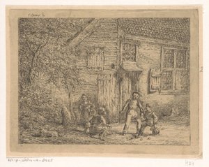 Kinder beim Murmelspiel von Gerardus Emaus de Micault