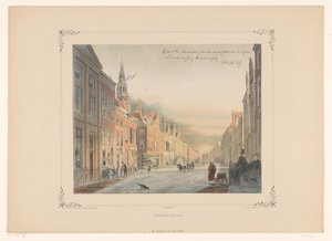 Ansicht der Breetraat in Leiden (Breede-straat) von Gerardus Johannes Bos