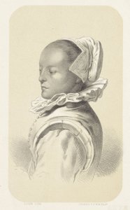 Frau mit weißer Haube und Kragen von Gerardus Johannes Bos