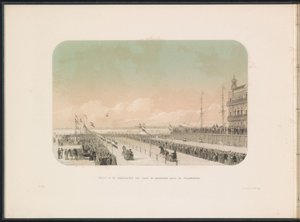 Wettbewerb für Schlitten auf der Maas in Rotterdam, 1855 (Serie: Das Eisspektakel auf der Maas in Rotterdam im Februar 1855, mit Beschriftungen)
