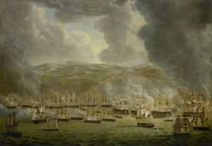 Der Angriff des kombinierten anglo-niederländischen Geschwaders auf Algier, 1816 von Gerardus Laurentius Keultjes