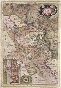 Der Verlauf des Rheins in Westfalen, Deutschland (Gravur) von Gerardus Mercator