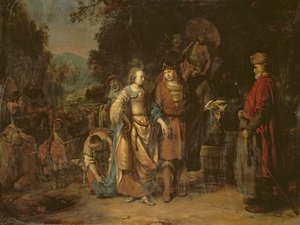 Isaak und Rebekka am Brunnen von Lahai-roi von Gerbrandt van den Eeckhout