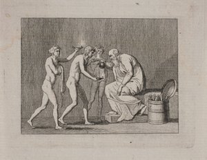 Allegorie mit drei Jünglingen und einem alten Mann in antiker Tracht von Gerhard Ludvig Lahde