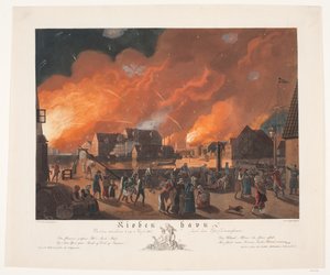 Kopenhagen, Nacht zwischen dem 4. und 5. September von Christianshavn aus gesehen von Gerhard Ludvig Lahde