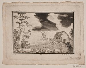 Landschaft mit Haus und Mühle von Gerhard Ludvig Lahde