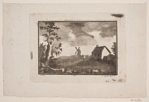 Landschaft mit Haus und Mühle von Gerhard Ludvig Lahde