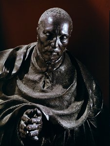 Kardinal Rene de Birague. Detail der Bronzeskulptur