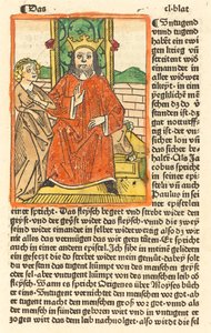 Gekrönter Mann auf einem Thron mit der Jungfrau links stehend von German 15th Century