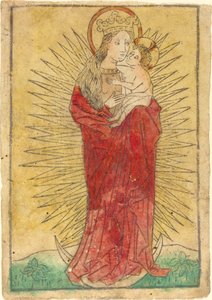 Madonna und Kind in einer Glorie auf einer Mondsichel stehend von German 15th Century