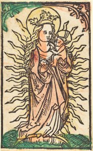 Madonna und Kind in einer Glorie auf einer Mondsichel stehend von German 15th Century