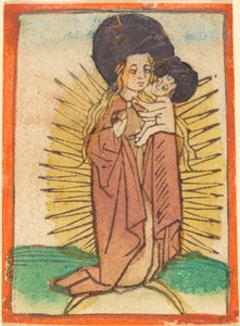 Madonna und Kind in einer Glorie auf einer Mondsichel stehend von German 15th Century