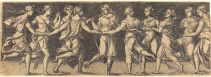 Apollo tanzt mit den neun Musen von German 16th Century