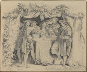 Männer, die Würfel werfen von German 19th Century