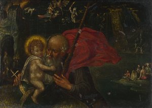 Heiliger Christophorus trägt das Christuskind, 17. Jahrhundert von German Master