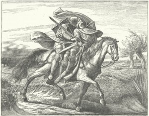 Ein deutscher Ritter bringt Valdemar II. von Dänemark nach seiner Niederlage in der Schlacht bei Bornhöved in Sicherheit von German School