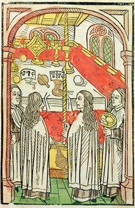 Eine griechisch-orthodoxe Messe beim Konzil von Konstanz 1415, Illustration aus der Chronik des Konzils von Konstanz von Ulrich Richental (1378-1437) 1483 von German School