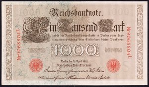 Ein Tausend-Mark-Schein, 1910 von German School