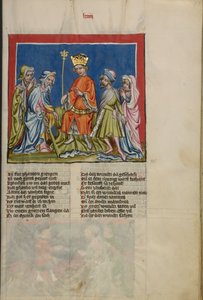 Aaron verwandelt den Stab in eine Schlange aus Weltchronik Ms. 33, fol. 73, ca. 1400-10 von German School