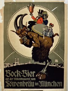 Werbung für Bockbier von der Löwenbräu Brauerei, München von German School