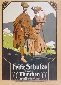 Werbung für Fritz Schulze Wanderkleidung, ca. 1910 von German School