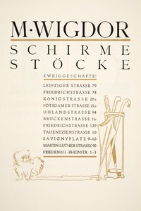 Werbung für M. Wigdor, Regenschirmgeschäfte, aus Styl, veröffentlicht 1922 von German School
