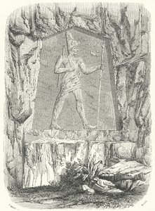 Altägyptisches Relief, das den Pharao Sesostris oder Ramses II. darstellt von German School