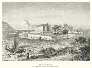 Antiker griechischer Tempel der Athena Apaturia auf der Insel Sphairia von German School