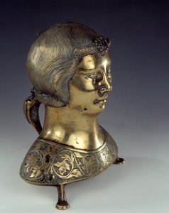 Aquamanile in Form einer jungen Männerbüste von German School