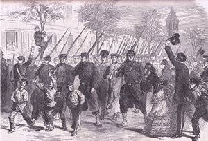 Ankunft preußischer Gefangener in Paris nach der Schlacht vor Bagneun, Cassells Geschichte des Krieges zwischen Frankreich und Deutschland, veröffentlicht von Cassell und Company Limited, ca. 1890 von German School