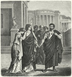 Atilius Regulus bereitet sich darauf vor, Rom zu verlassen, um nach Karthago in die Gefangenschaft zurückzukehren (Gravur) von German School