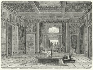 Atrium und Tablinum der Casa di Sallusti, Rom (Stich) von German School