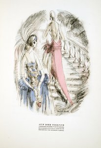 Auf der Treppe, Abendkleider von Wiener, aus Styl, veröffentlicht 1922 von German School