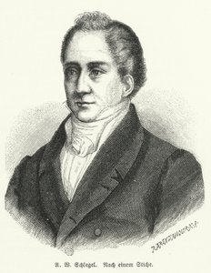 August Wilhelm Schlegel, deutscher Dichter und Übersetzer (Lithografie) von German School