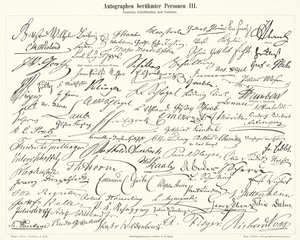 Autogramme berühmter Personen: Deutsche Schriftsteller und Wissenschaftler (Stich) von German School