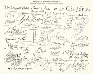 Autogramme berühmter Personen: prominente Figuren der protestantischen Reformation, Großbritannien, des Dreißigjährigen Krieges und Wissenschaftler von German School