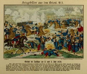 Schlacht bei Zajecar, 2.-3. Juli 1876, während des Ersten Serbisch-Osmanischen Krieges (1876-77), Neuruppiner Bilderbogen, 1876