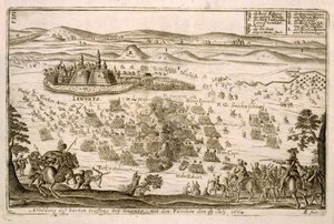 Schlacht bei der Stadt Levice im Jahr 1664, Illustration aus einem Buch über die osmanischen Feldzüge in Europa, graviert von Paul Furst (ca.1605-66)