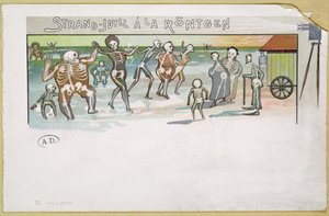 Strandidylle im Röntgenstil, Karikatur über Röntgenstrahlen, ca. 1896-99 von German School