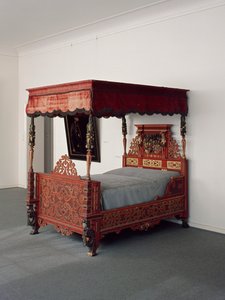Bett des Landgrafen Moritz mit Familienwappen, um 1607 von German School