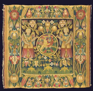 Biblisches Wandteppich-Panel, das Samson und den Löwen darstellt, möglicherweise 17. Jahrhundert, Norddeutschland, Schleswig-Holstein oder Hamburg von German School
