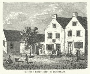 Geburtsort des deutschen Autors, Philosophen und lutherischen Theologen Johann Gottfried von Herder, Mohrungen (Stich) von German School