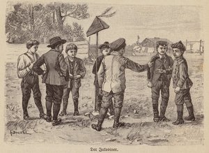 Jungen spielen das Jakobinermützenspiel