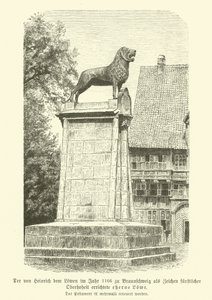 Bronzelöwe, errichtet von Heinrich dem Löwen in Braunschweig im Jahr 1166 von German School
