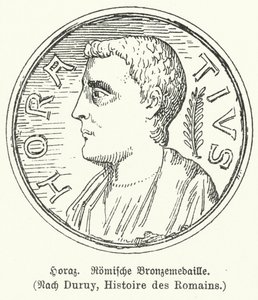 Bronzemedaille mit dem römischen Dichter Horaz (Lithografie) von German School