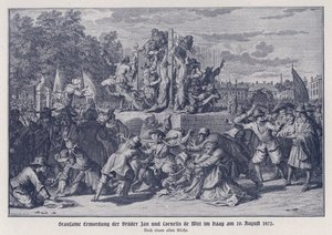 Brutaler Mord an den Brüdern Jan und Cornelis de Witt durch einen orangistischen Mob, Den Haag, Niederlande, 20. August 1672 von German School