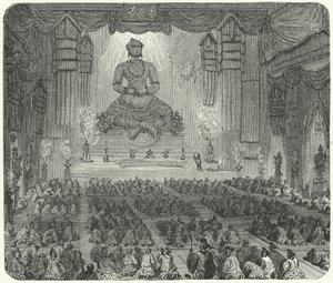 Buddhisten, die in einem Kloster in Peking verehren von German School