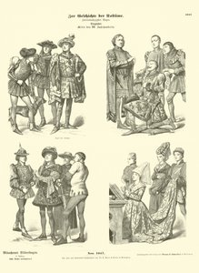 Burgundische Kostüme, Mitte des 15. Jahrhunderts von German School