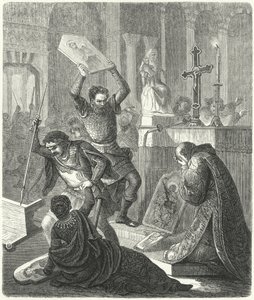 Byzantinischer Bildersturm, 8. Jahrhundert (Gravur) von German School